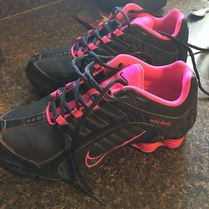 Pink and Black Nike Shox